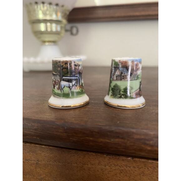 Vintage ‘Four Seasons’ Thimbles Country Farm Porcelain Bone China Japan Made Set - Picture 6 of 8